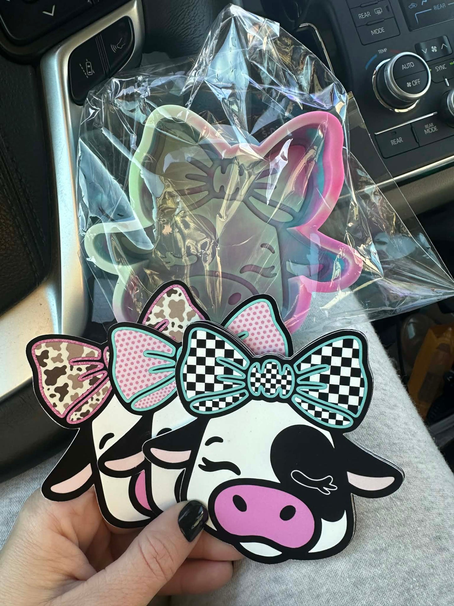 Cow with Bow Car Freshie