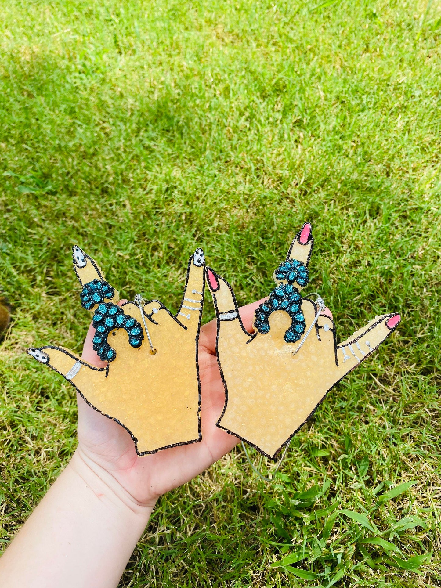 Middle Finger Turquoise hand, Gypsy Turquoise Ring Car Freshies, Western Car Freshie, Western Rock Hand Car Freshie, Wholesale Car Scents
