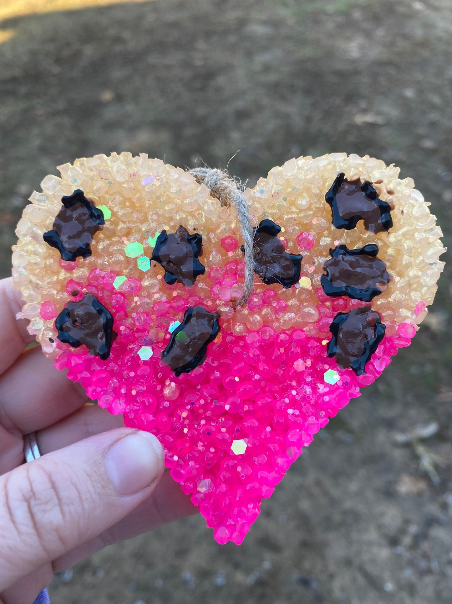 Ombré Leopard Heart Car Freshie, Car Scent, Car Air Freshener, Aroma Bead Freshies,