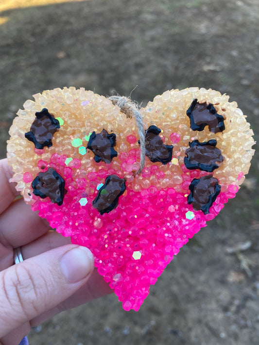 Ombré Leopard Heart Car Freshie, Car Scent, Car Air Freshener, Aroma Bead Freshies,
