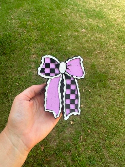 Checkered Print Bow Freshie, Checkered Print Freshies, Bow Car Freshies