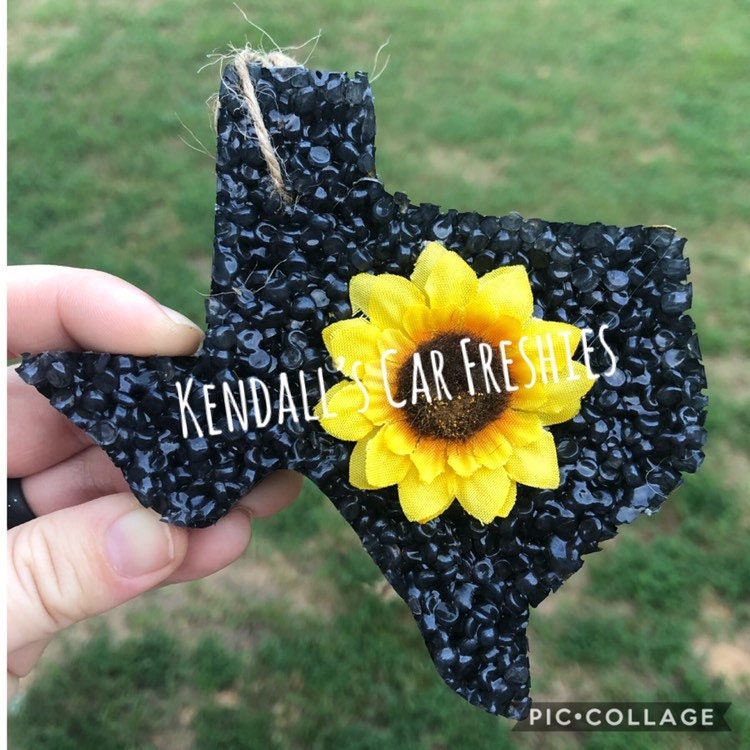 Texas Sunflower Car Freshie, Car Scent, Car Freshener, Aroma Bead Freshies, Custom Car Freshies