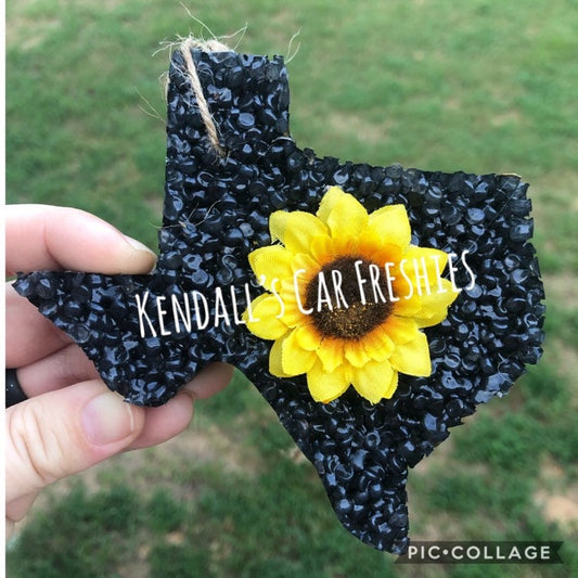 Texas Sunflower Car Freshie, Car Scent, Car Freshener, Aroma Bead Freshies, Custom Car Freshies