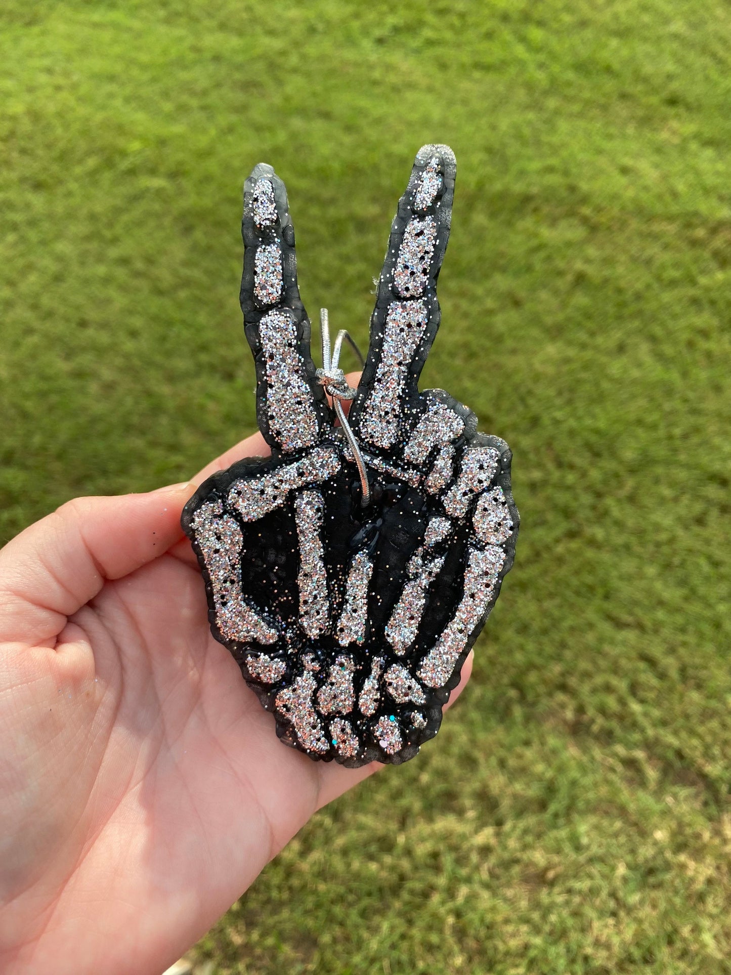 Skeleton Peace Sign Car Freshie, Skeleton Rock Hand Car Freshie, Car Scent, Aroma Bead Car Scents, Middle Finger Freshies