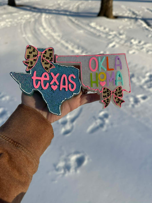 Oklahoma with Bow Car Freshies, Texas with Bow Car Freshies, Florida with Bow Car Freshies, State Car Freshies, State with Bow Car Freshies