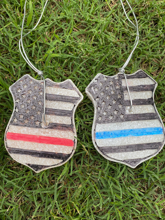 Thin Blue Line Badge, Fire Maltese Badge, Thin Red Line Badge Car FRESHIES, Aroma Bead Car Scents, Police Car FRESHIES
