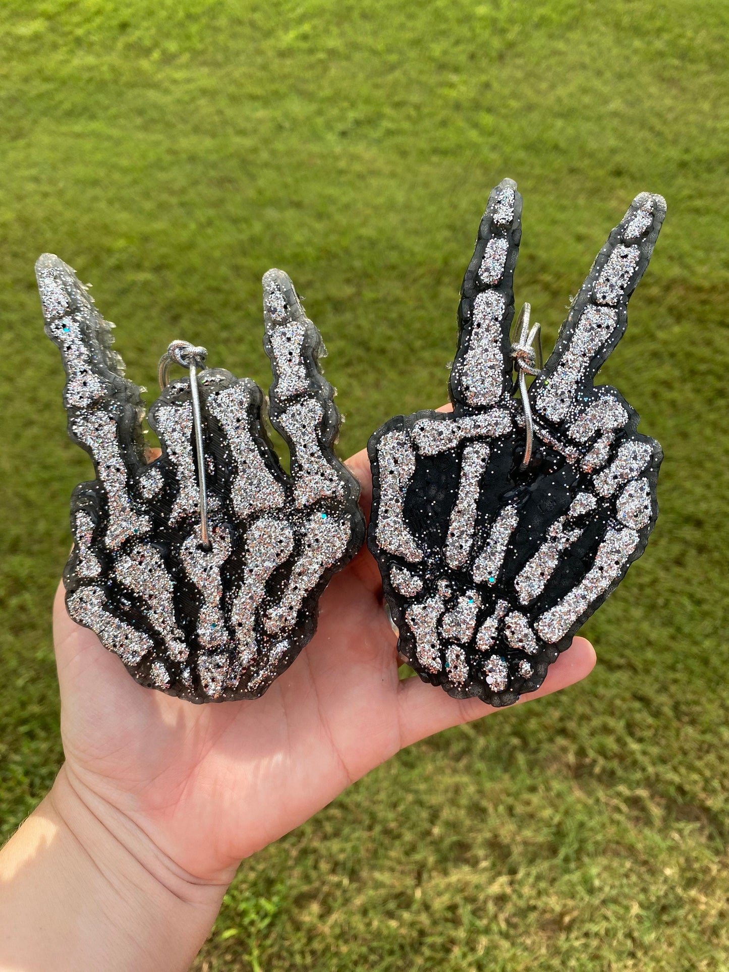 Skeleton Peace Sign Car Freshie, Skeleton Rock Hand Car Freshie, Car Scent, Aroma Bead Car Scents, Middle Finger Freshies