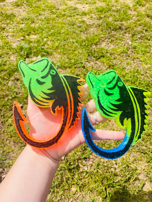 Detailed Fish Hook Car Freshie, Fish Car Freshie, Fishikg hook car Freshie.