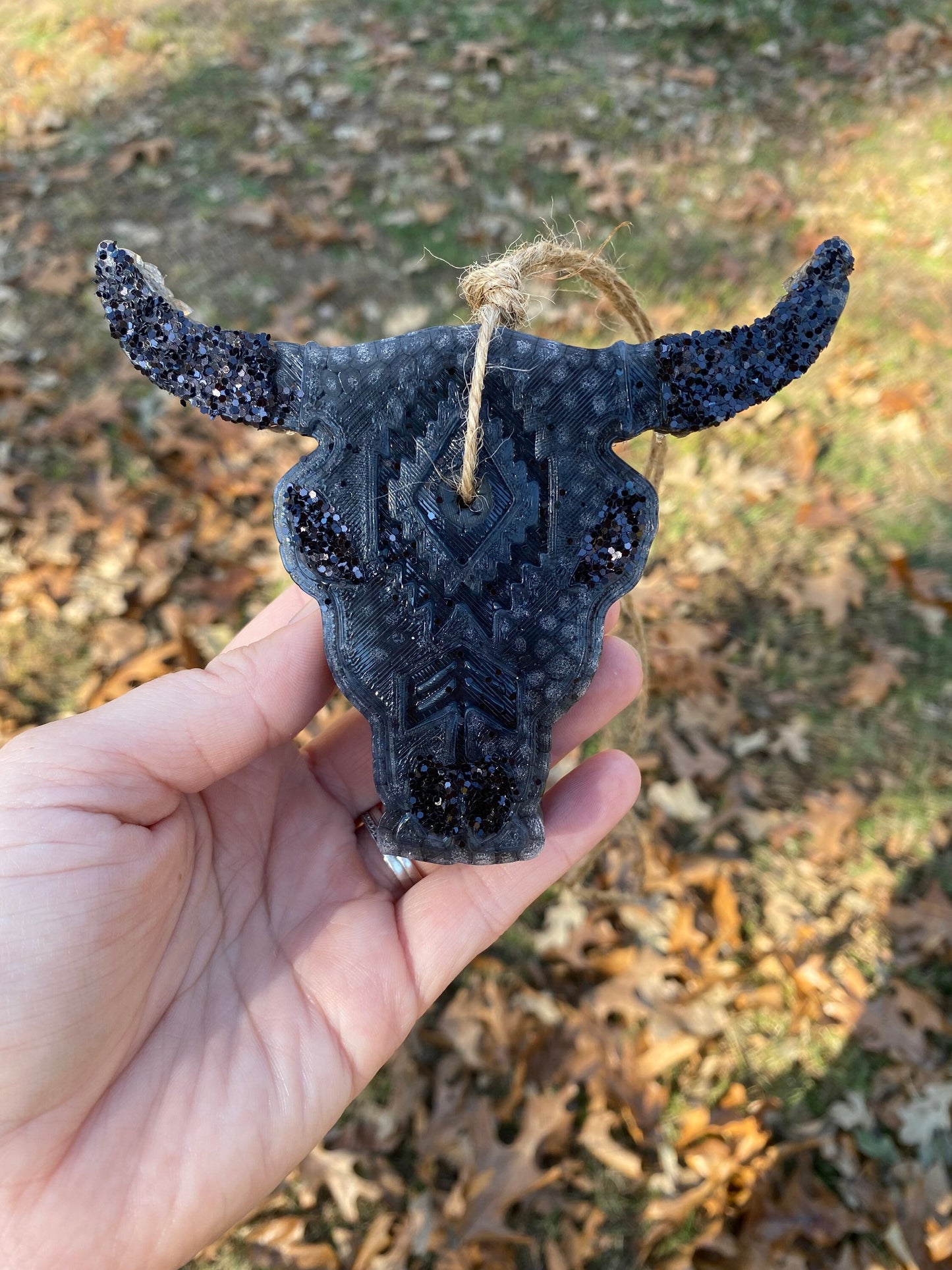Bull Skull Car Freshie, Aztec Bull Car Freshie, Car Scent, Car Freshener, Aroma Bead Car Scents, Fringe Car Freshie