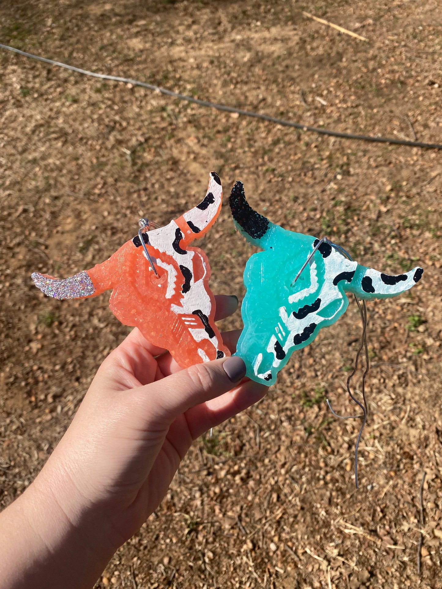 Aztec Bull Skull Cow Print Car Freshie, Western Car FRESHIES, Aroma Bead Car Scents