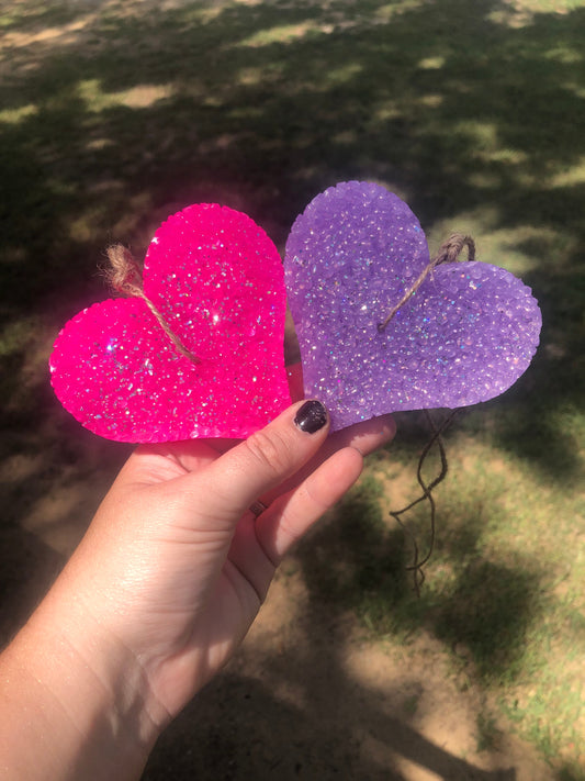 Heart w/ glitter Car Freshie, Car Scent, Car Freshener, Aroma Bead Freshies, Custom Car Freshies, Heart Car Freshies
