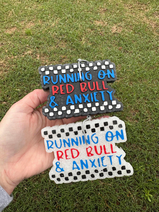 Running on Red Bull and Anxiety Car Freshies, Custom Car Freshies, Wholesale Car Freshies