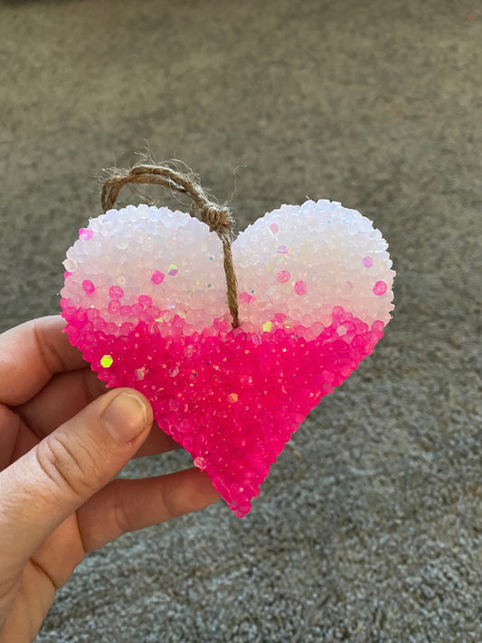 Ombré Heart w/ Glitter Car Freshie, Car Scent, Car Freshener