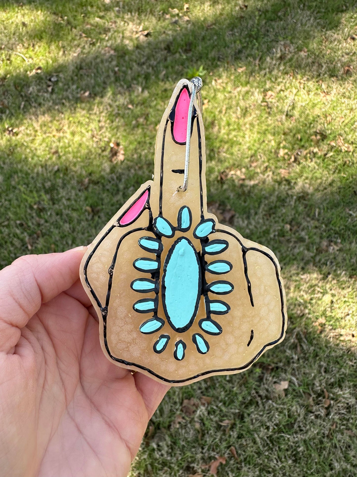 Middle Finger Turquoise hand, Gypsy Turquoise Ring Car Freshies, Western Car Freshie, Western Rock Hand Car Freshie, Wholesale Car Scents