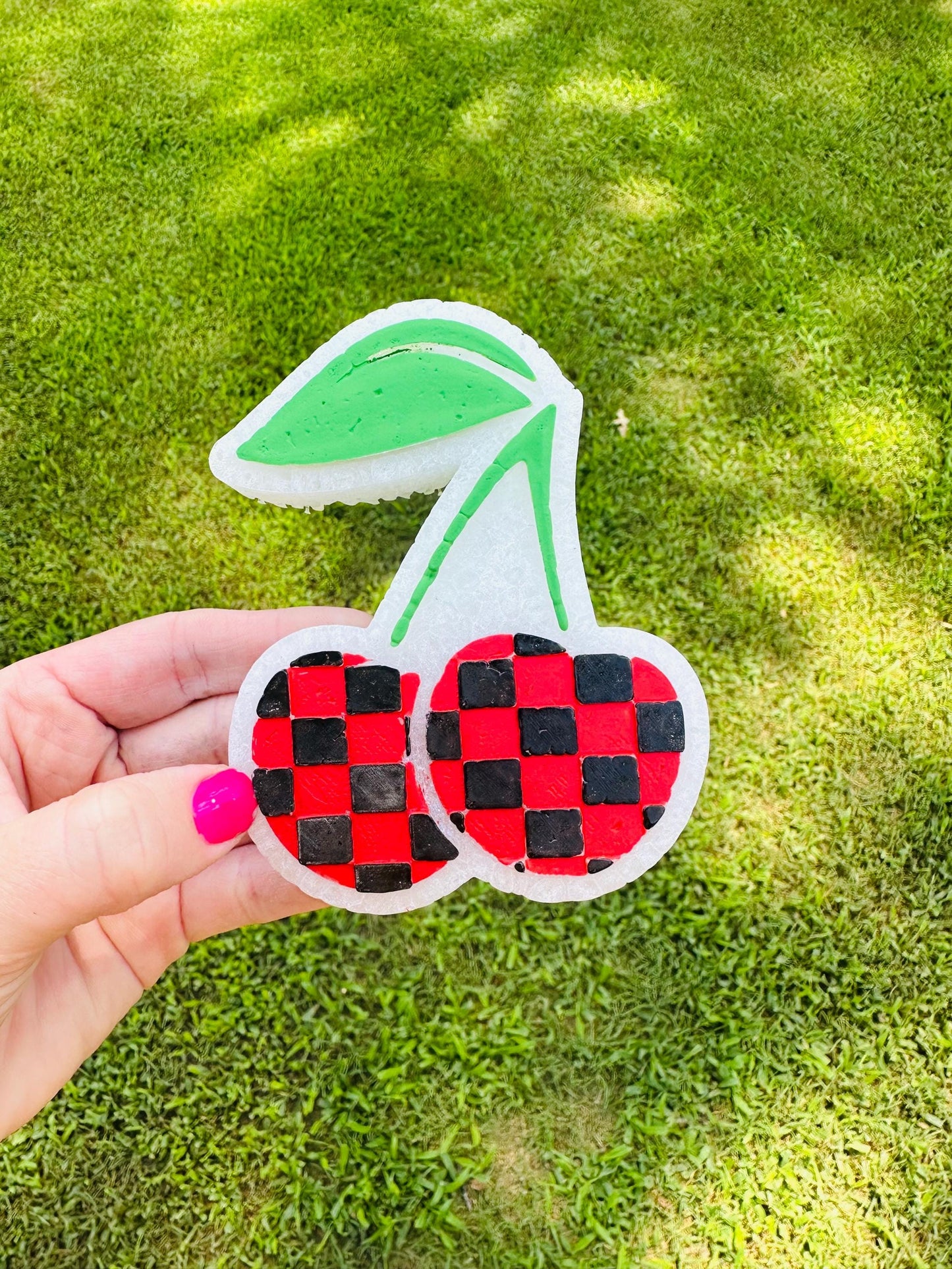 Checkered Print Cherry Car Freshie