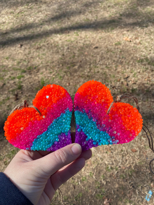 Rainbow Ombré Glitter Heart Car Freshie, Car Scent, Car Freshener