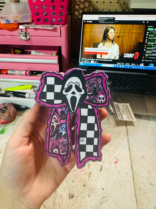 Ghost Face Bow Car Freshie, Ghost Face Halloween Freshies, Fall Car Freshies,
